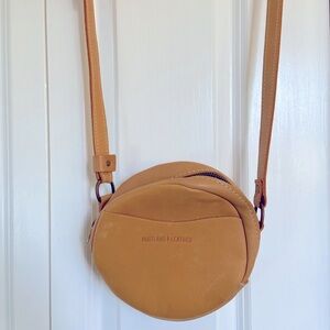 Portland Leather round cross body purse- Fun yellow color!